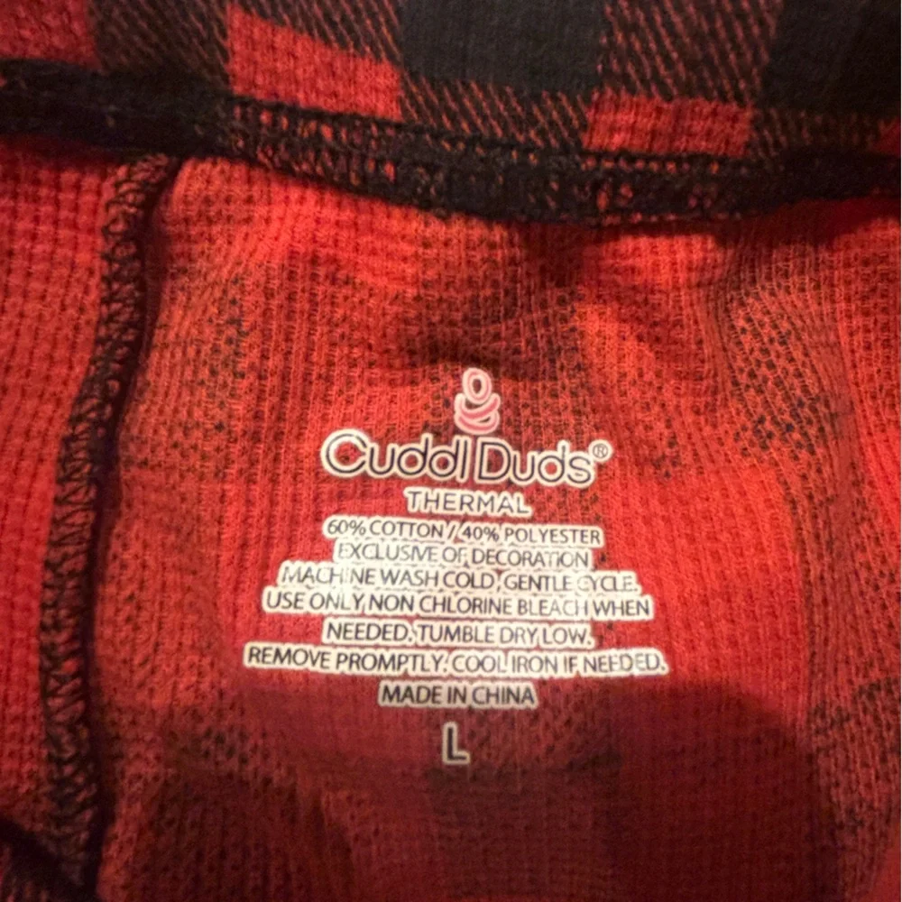Cuddle Duds Buffalo Plaid Red and Black Girls Pajamas Base Layer
